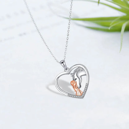 1 Piece Fashion Heart Shape Alloy Plating Rhinestones Women's Pendant Necklace