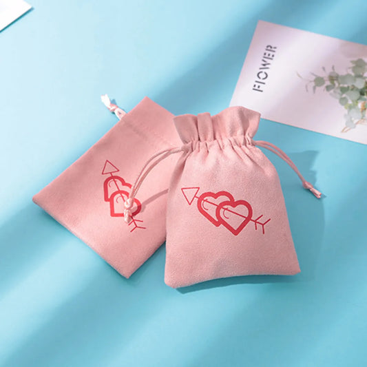 1 Piece Fashion Heart Shape Cloth Drawstring Jewelry Packaging Bags