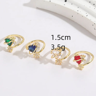 1 Piece Fashion Heart Shape Copper Inlay Zircon Open Ring