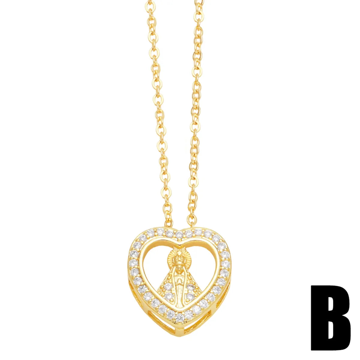 1 Piece Fashion Heart Shape Copper Inlay Zircon Pendant Necklace