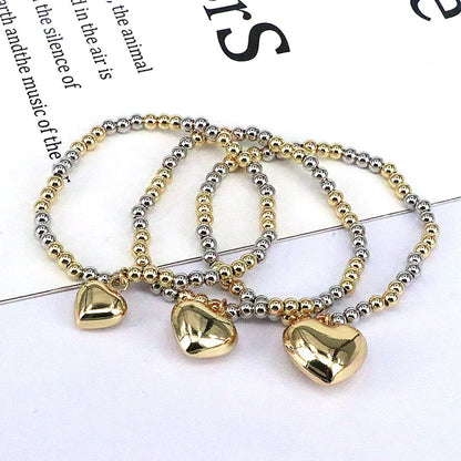 Fashion Heart Shape Copper Gold Plated Bracelets In Bulk