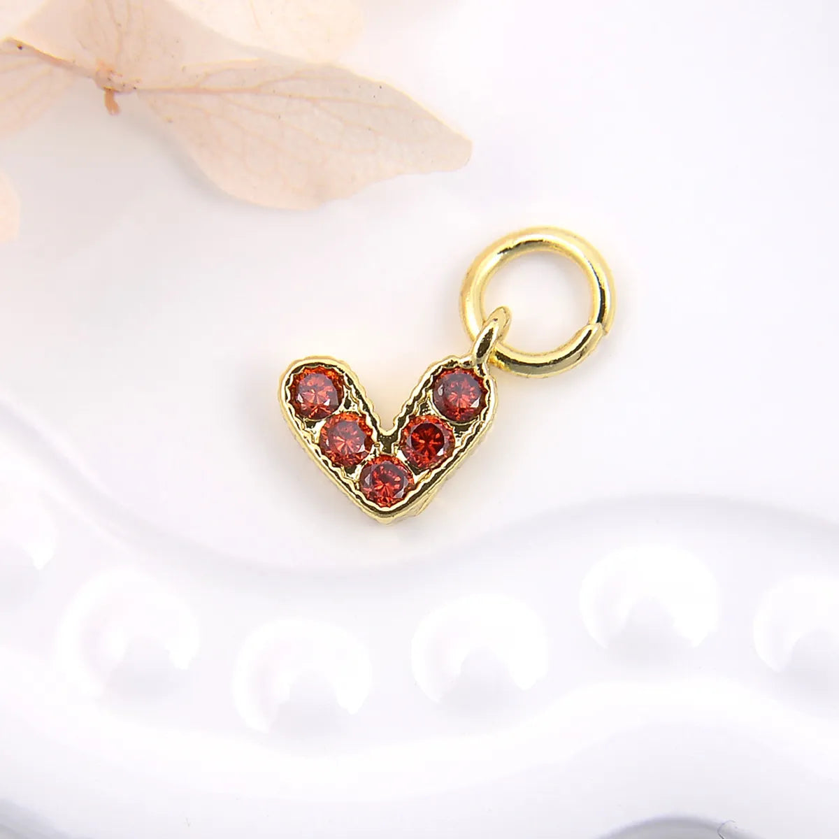 1 Piece Copper Zircon Heart Shape