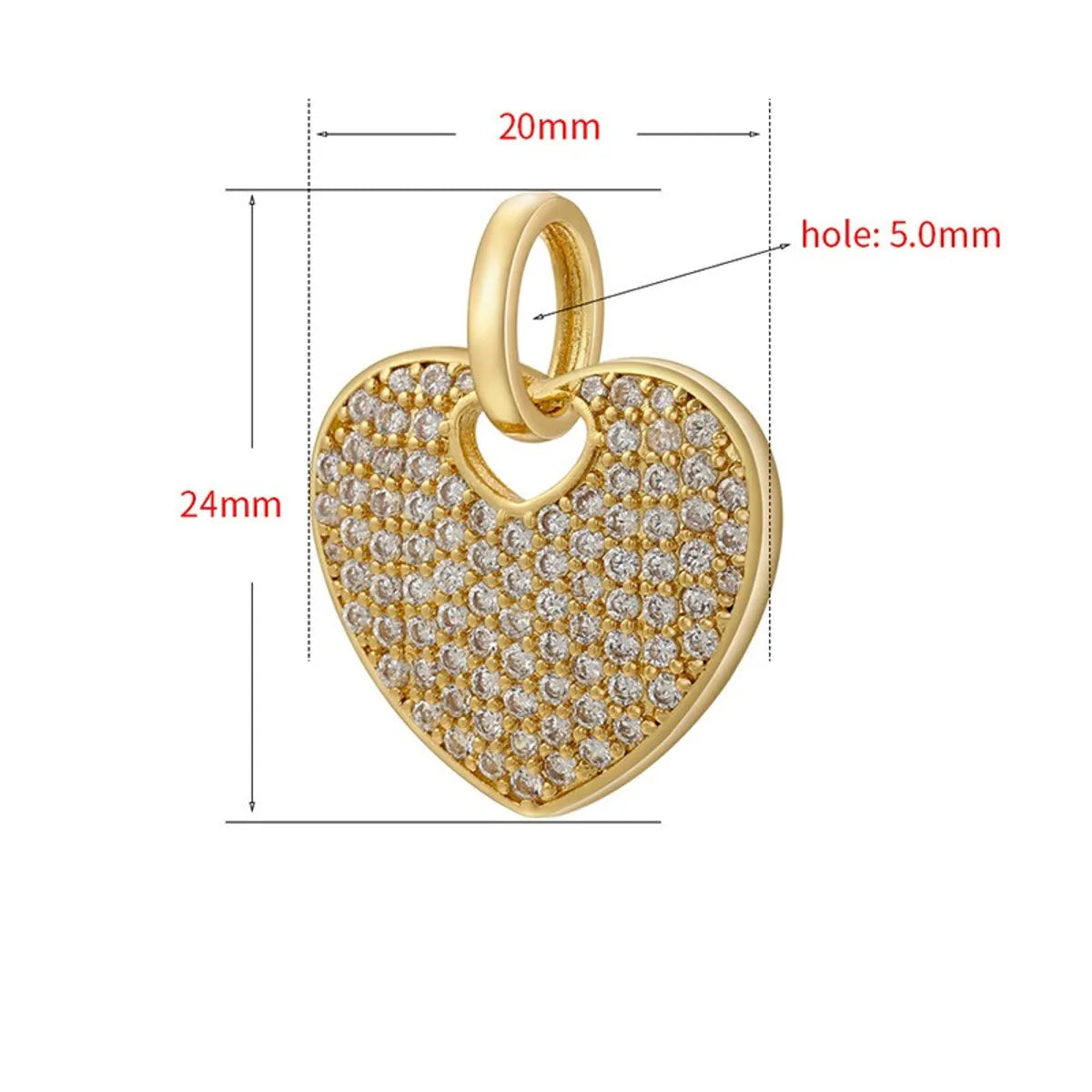 1 Piece Fashion Heart Shape Copper Plating Zircon Jewelry Accessories