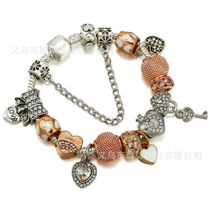 1 Piece Fashion Heart Shape Crown Alloy Inlay Artificial Gemstones Women'S Bracelets