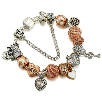 1 Piece Fashion Heart Shape Crown Alloy Inlay Artificial Gemstones Women'S Bracelets