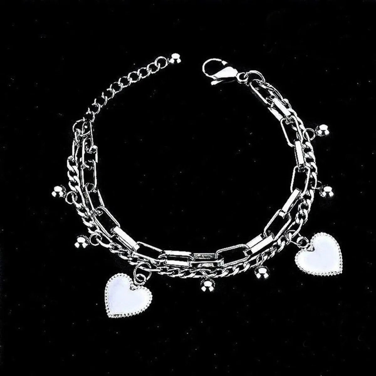 Fashion Heart Shape Flower Alloy Titanium Steel Plating Artificial Pearls Rhinestones Women'S Bracelets