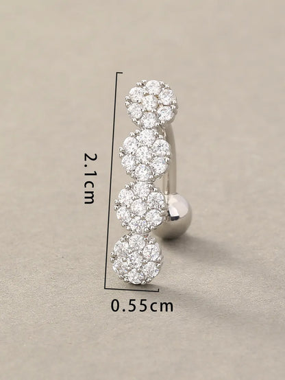 1 Piece Fashion Heart Shape Flower Stainless Steel Plating Inlay Zircon Belly Ring