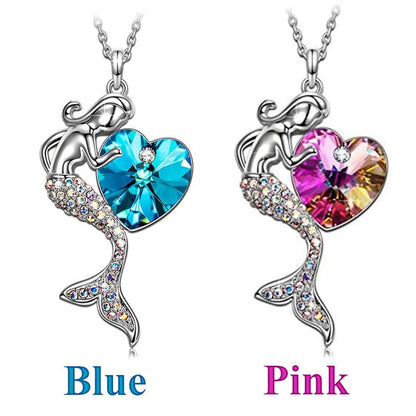 1 Piece Fashion Heart Shape Mermaid Alloy Plating Rhinestones Women's Pendant Necklace