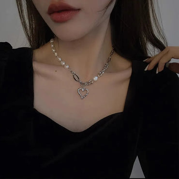 1 Piece Fashion Heart Shape Metal Beaded Women's Necklace