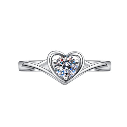 1 Piece Fashion Heart Shape Metal Plating Inlay Zircon Women'S Open Ring