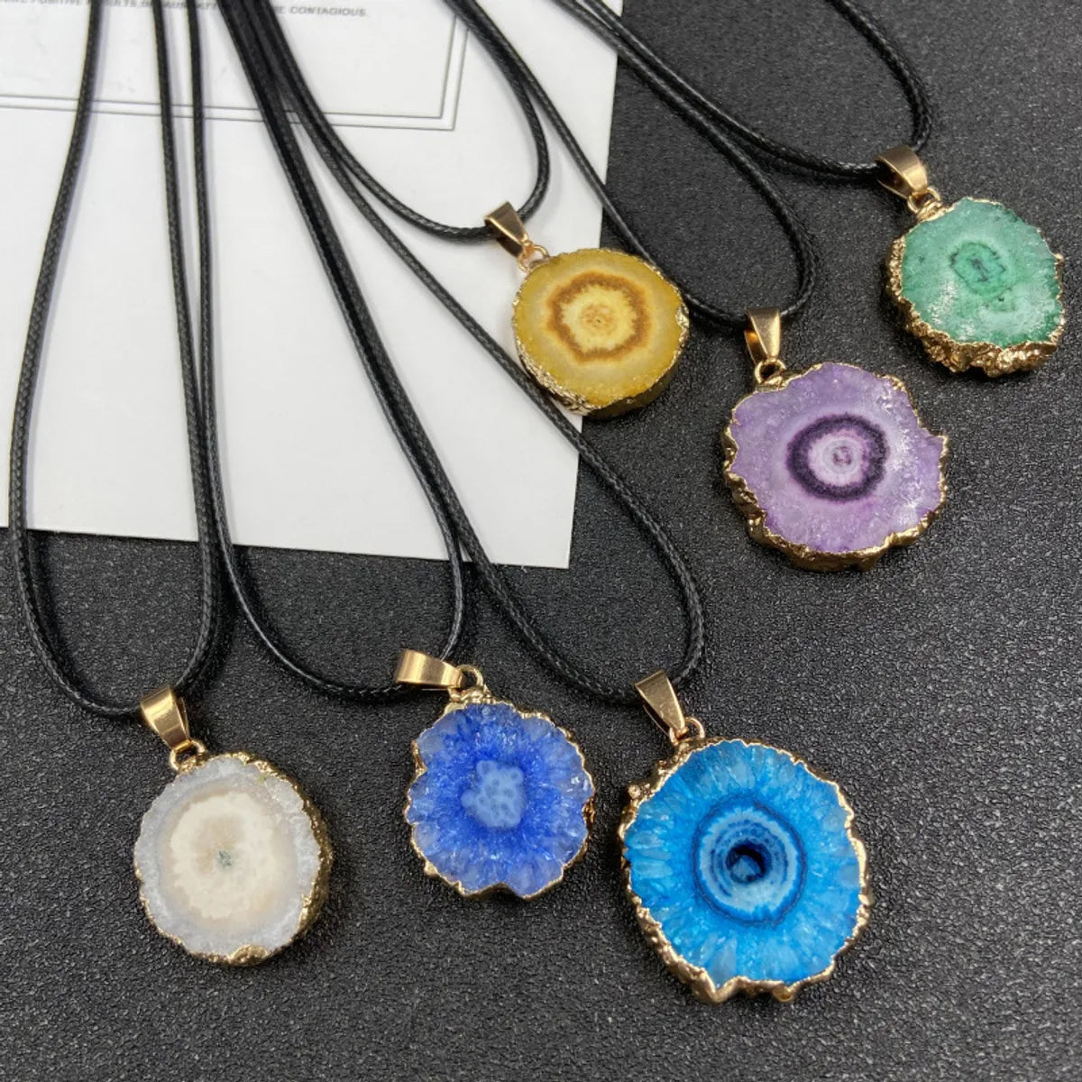 Colorful Crystal Sunflower Pendant Irregular Plating Necklace Accessories