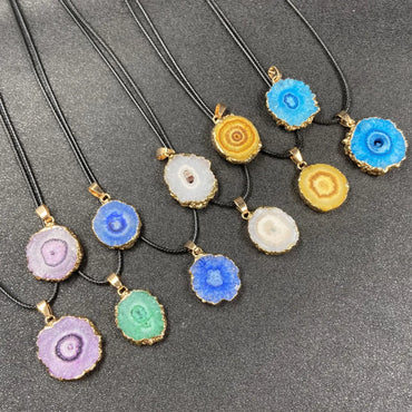 Colorful Crystal Sunflower Pendant Irregular Plating Necklace Accessories