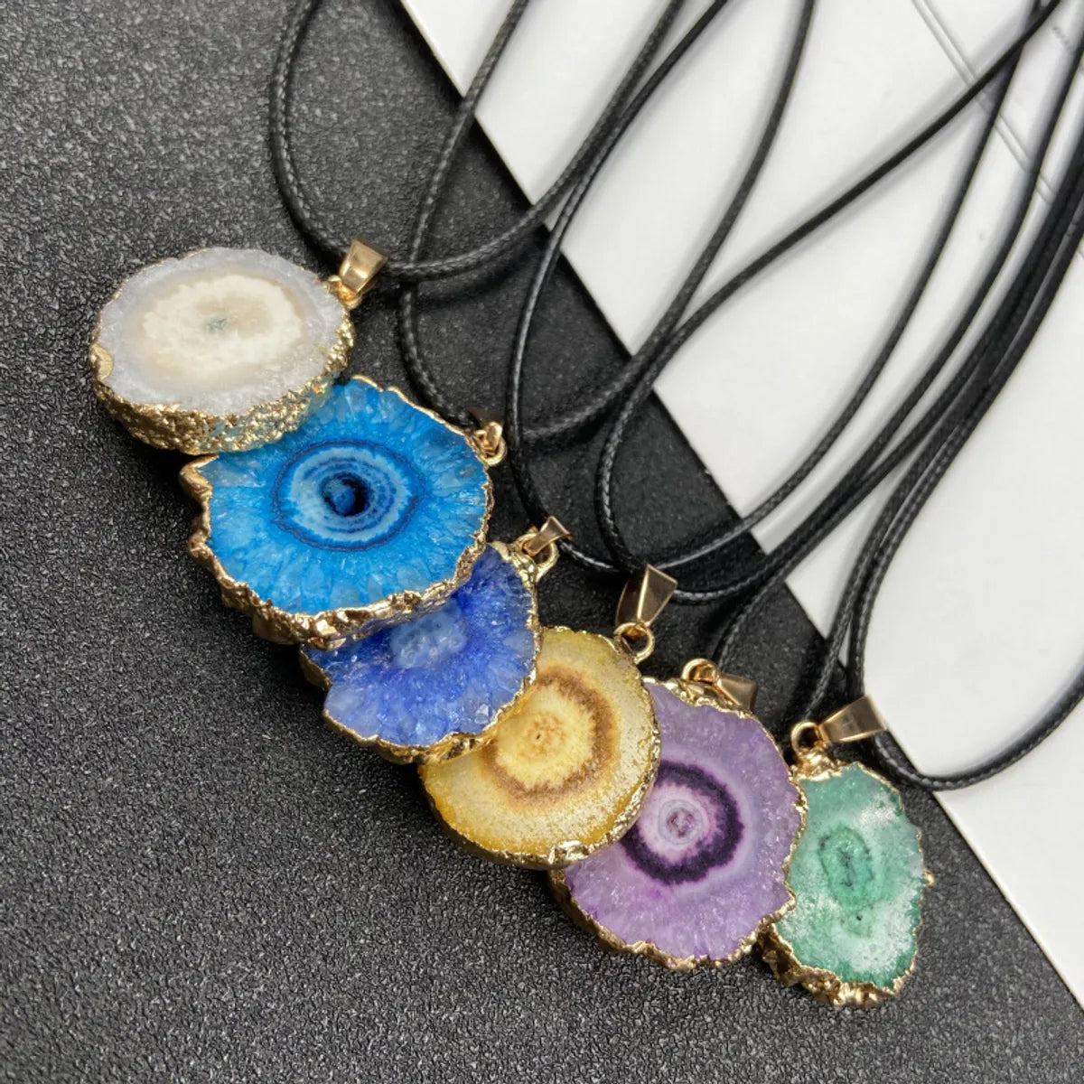 Colorful Crystal Sunflower Pendant Irregular Plating Necklace Accessories