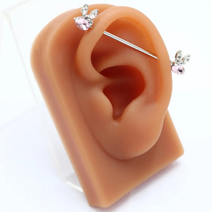 1 Piece Fashion Heart Shape Rose Butterfly Plating Inlay Stainless Steel Rhinestones Ear Studs