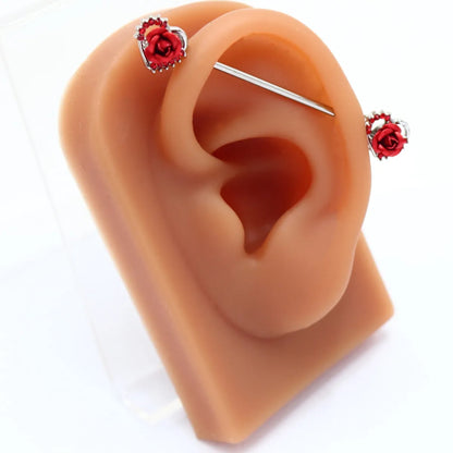 1 Piece Fashion Heart Shape Rose Butterfly Plating Inlay Stainless Steel Rhinestones Ear Studs