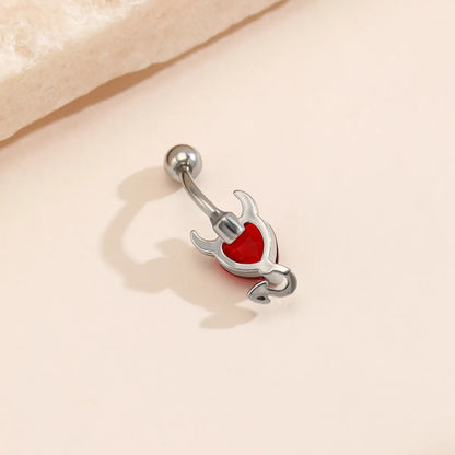 Fashion Heart Shape Stainless Steel Diamond Belly Ring