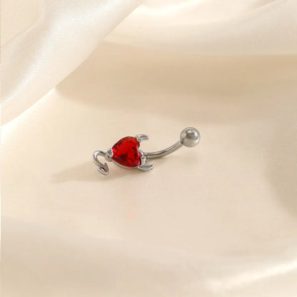 Fashion Heart Shape Stainless Steel Diamond Belly Ring