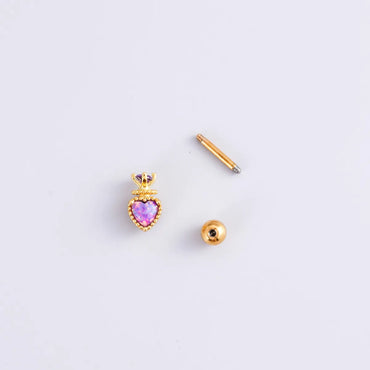 1 Piece Ear Cartilage Rings & Studs Fashion Heart Shape 316 Stainless Steel  Copper Plating Inlay Zircon