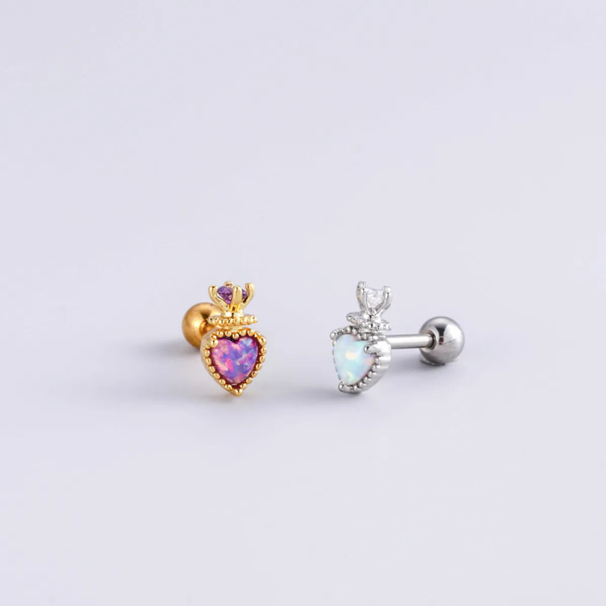 1 Piece Ear Cartilage Rings & Studs Fashion Heart Shape 316 Stainless Steel  Copper Plating Inlay Zircon