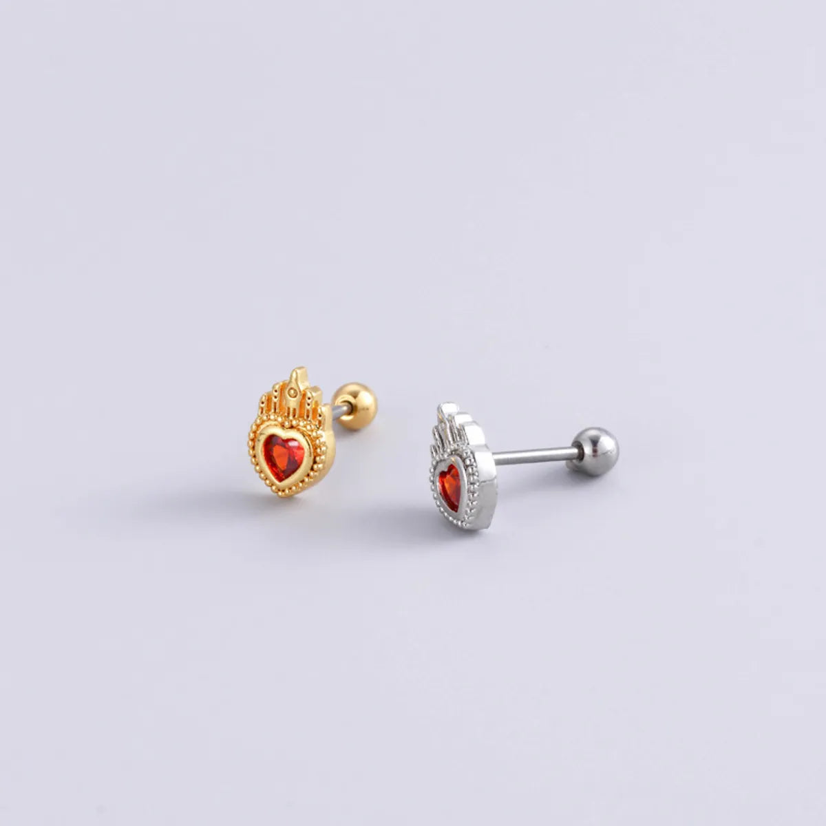 1 Piece Fashion Heart Shape Plating Inlay Stainless Steel Zircon Ear Studs