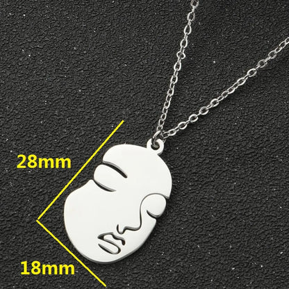 1 Piece Fashion Human Face Letter Moon Titanium Steel Plating Hollow Out Pendant Necklace