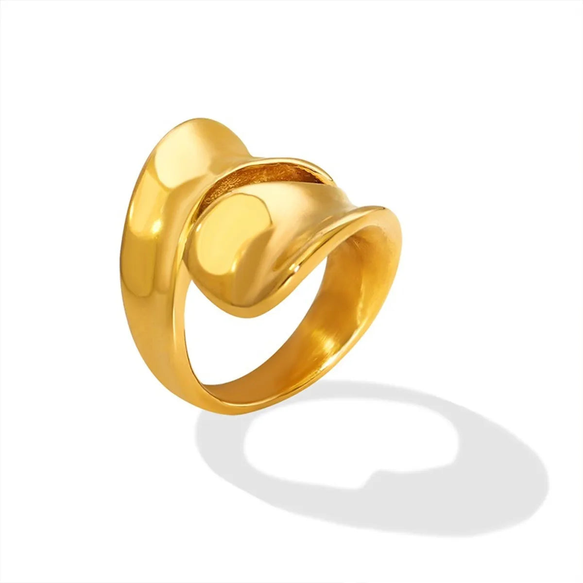 Fashion Irregular Solid Color Titanium Steel Plating Hollow Out 18k Gold Plated Rings