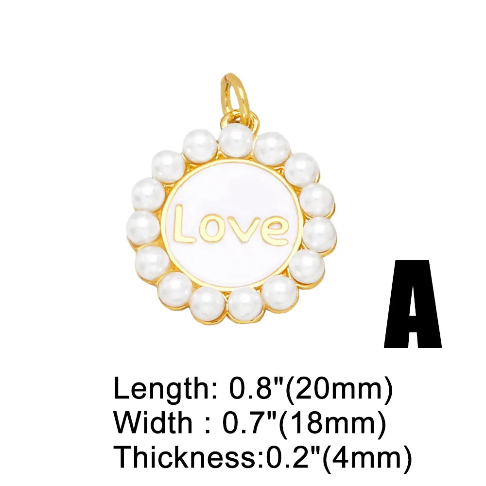 1 Piece Fashion Korean Style Heart Shape Copper Plating Inlay Pearl Zircon 18k Gold Plated Pendants Jewelry Accessories