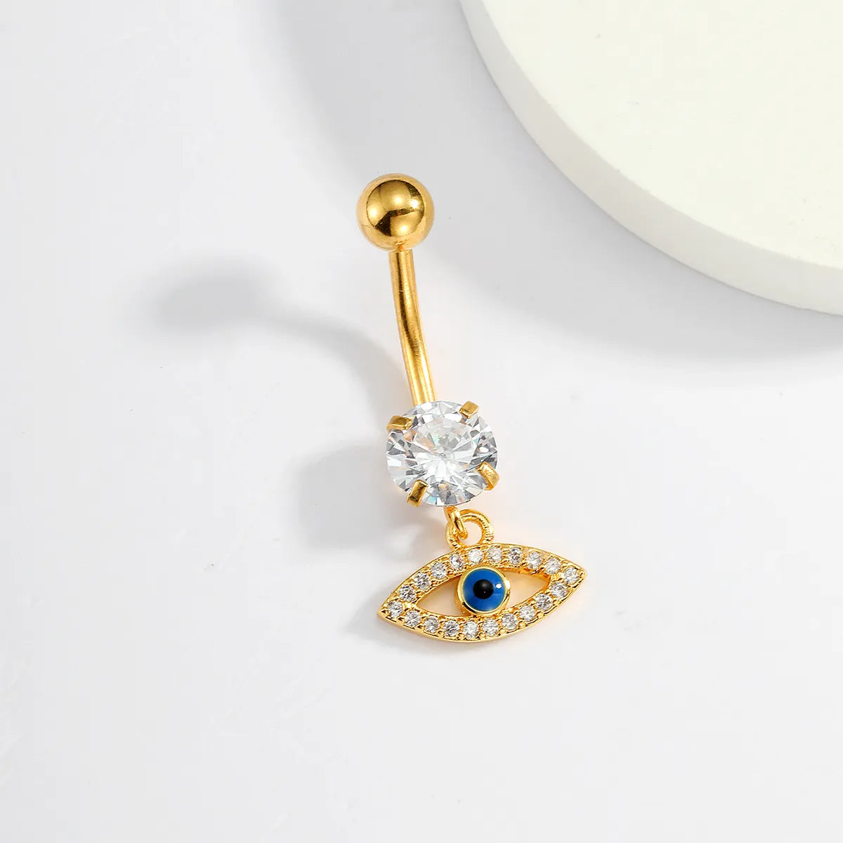 Fashion Leaf Devil's Eye Butterfly Stainless Steel Plating Zircon 18k Gold Plated Belly Ring