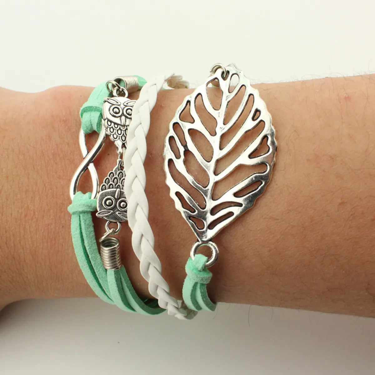 Fashion Leaf Heart Shape Butterfly Alloy Plating Braid Women's Bracelets