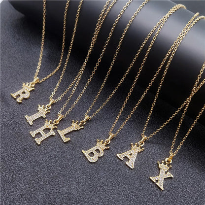 1 Piece Fashion Letter Crown Alloy Plating Inlay Rhinestones Women's Pendant Necklace