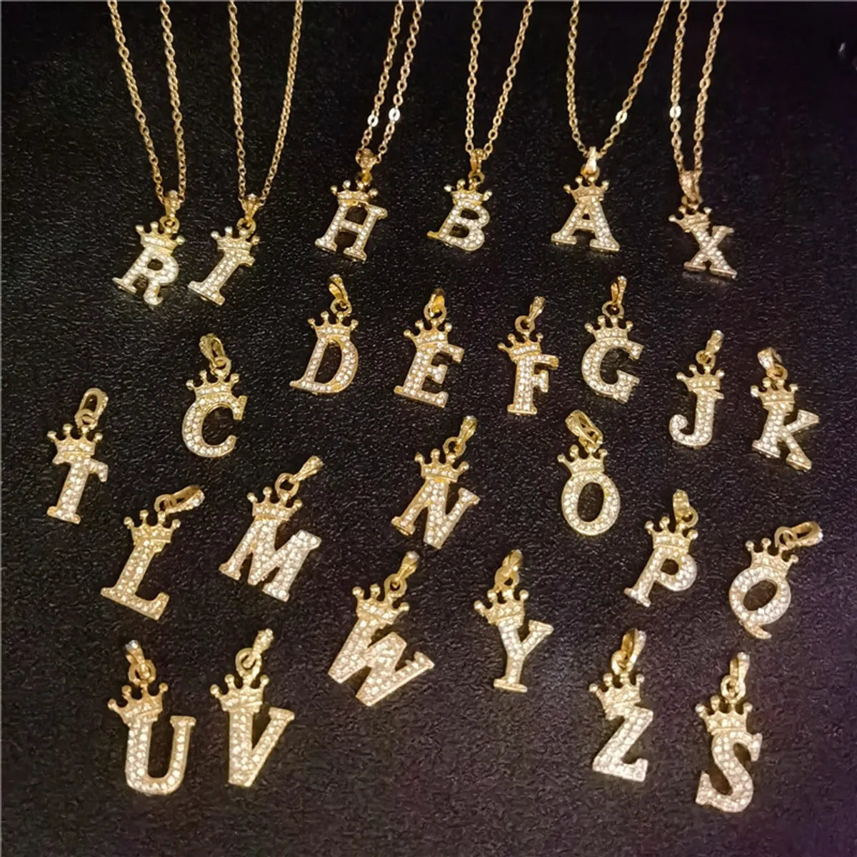 1 Piece Fashion Letter Crown Alloy Plating Inlay Rhinestones Women's Pendant Necklace