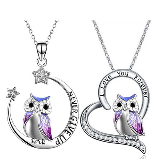 1 Piece Fashion Letter Heart Shape Owl Alloy Inlay Rhinestones Valentine's Day Women's Necklace