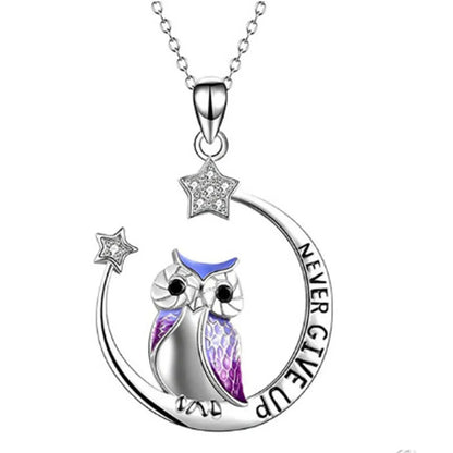 1 Piece Fashion Letter Heart Shape Owl Alloy Inlay Rhinestones Valentine's Day Women's Necklace