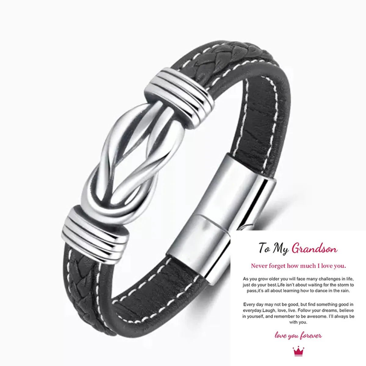 1 Piece Fashion Letter Pu Leather Alloy Men'S Bracelets