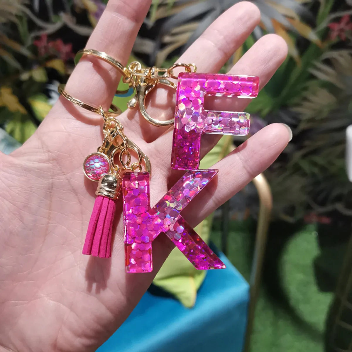 1 Piece Fashion Letter Resin Metal Sequins Women'S Keychain