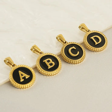 Stainless Steel Fashion Enamel Plating Letter Pendant Necklace