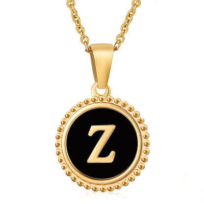 Stainless Steel Fashion Enamel Plating Letter Pendant Necklace