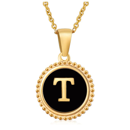 Stainless Steel Fashion Enamel Plating Letter Pendant Necklace