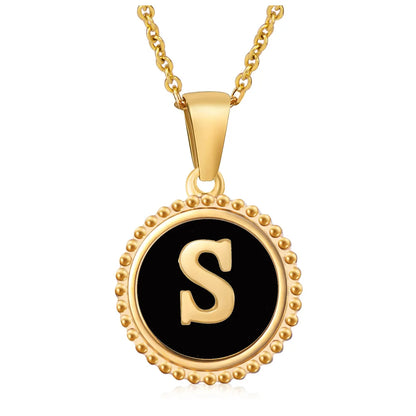 Stainless Steel Fashion Enamel Plating Letter Pendant Necklace