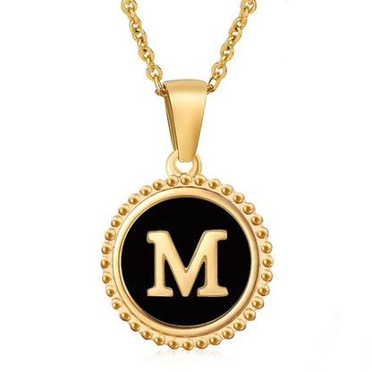 Stainless Steel Fashion Enamel Plating Letter Pendant Necklace