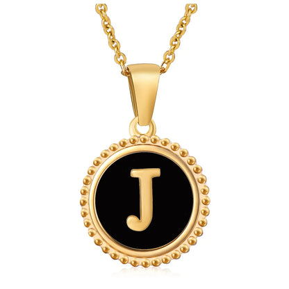 Stainless Steel Fashion Enamel Plating Letter Pendant Necklace