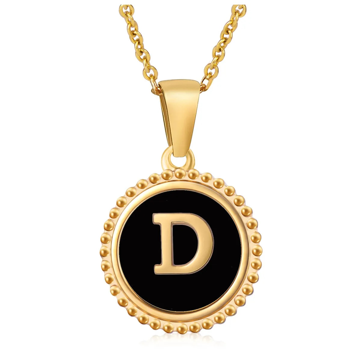 Stainless Steel Fashion Enamel Plating Letter Pendant Necklace