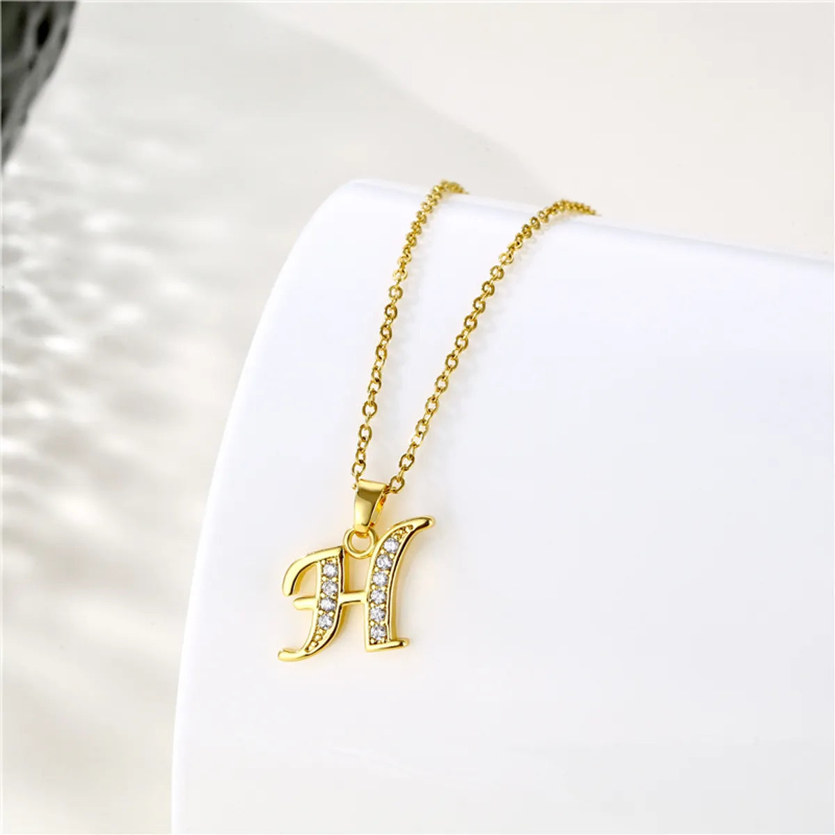 1 Piece Fashion Letter Stainless Steel Titanium Steel Plating Inlay Zircon Pendant Necklace