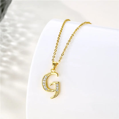 1 Piece Fashion Letter Stainless Steel Titanium Steel Plating Inlay Zircon Pendant Necklace