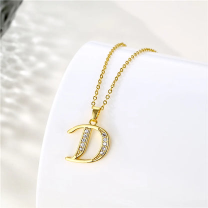 1 Piece Fashion Letter Stainless Steel Titanium Steel Plating Inlay Zircon Pendant Necklace