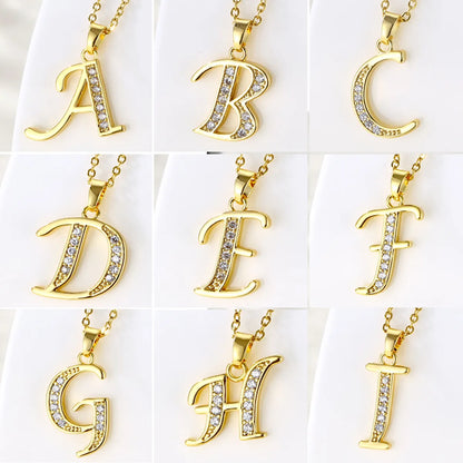 Fashion Letter Stainless Steel Titanium Steel Plating Inlay Zircon 18k Gold Plated Gold Plated Pendant Necklace