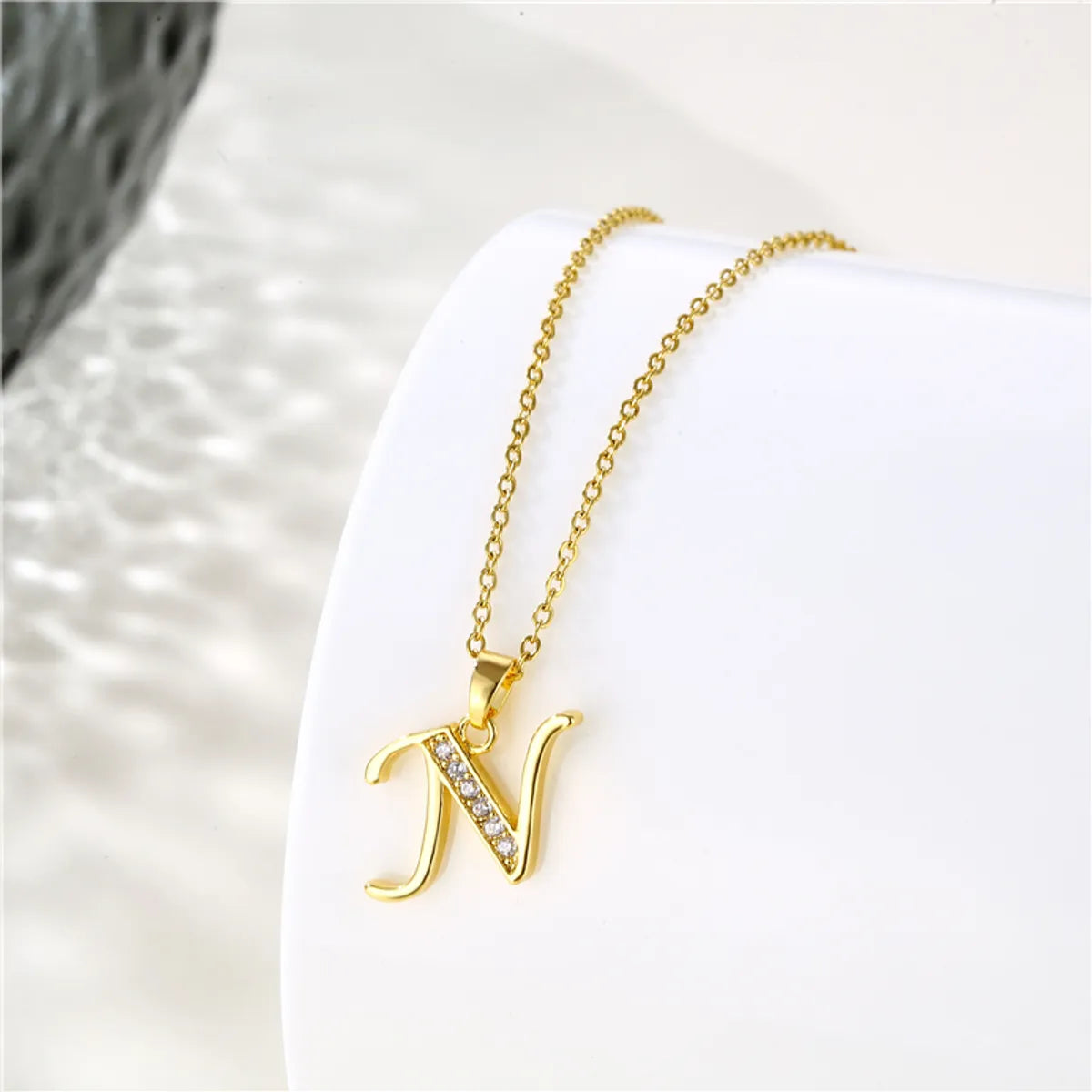 Fashion Letter Stainless Steel Titanium Steel Plating Inlay Zircon 18k Gold Plated Gold Plated Pendant Necklace