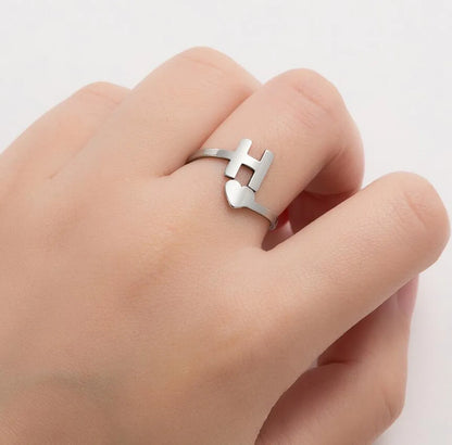 1 Piece Fashion Letter Titanium Steel Plating Open Ring