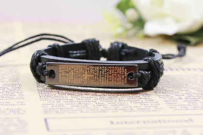 1 Piece Fashion Letter Word Alloy Leather Carving Men'S Bracelets