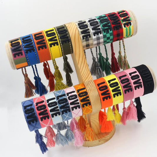 1 Piece Fashion Love Polyester Embroidery Handmade Tassel Unisex Bracelets